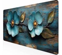 Tappetino Mouse Blu Fiori Mouse Pad XXL 1000 x 500 x 3mm con Cuciture sui Bordi, Accessori Scrivania Ufficio, Tappetino Gaming con Base in Gomma Antiscivolo, Mousepad Tastiera per Gaming -z1c09A5
