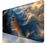 Tappetino Mouse Blu Tappetino Mouse XXL 520x250x3mm Mousepad Dea Sottomano Scrivania Ufficio Accessori Gaming, Bordi Cuciti, Tappeto Scrivania Antiscivolo, Migliora Precisione e Velocità,Regalo Y8-538