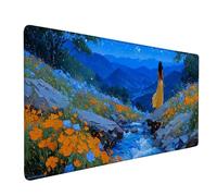 Tappetino Mouse Blu Tappetino Mouse XXL 600 x 300 mm, Mousepad Paesaggio Sottomano Scrivania con Base in Gomma Antiscivolo, Impermeabile Tappeto Scrivania con Bordi Cuciti per Computer, PC -bby2509AX