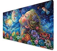 Tappetino Mouse Blu Tappetino Mouse XXL 800 x 400 mm, Mousepad Luna Sottomano Scrivania con Base in Gomma Antiscivolo, Impermeabile Tappeto Scrivania con Bordi Cuciti per PC, Laptop, Regalo -yym250909