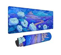 Tappetino Mouse Blu Tappetino Mouse XXL 800x300 mm, Mousepad Paesaggio Sottomano Scrivania con Bordi Cuciti, Impermeabile Accessori Gaming con Base in Gomma Antiscivolo per Computer -zjn2509TG00