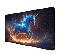 Tappetino Mouse Blu Tappetino Scrivania Grande 800 x 300 mm, Mousepad Unicorno Sottomano Scrivania con Bordi Cuciti, Impermeabile Mousepad Base in Gomma Antiscivolo per PC, Laptop, Gaming -hjw2506QH