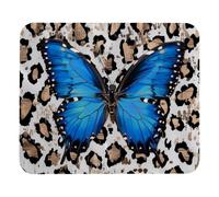 Tappetino Mouse Blue Butterfly And Leopard Print Tappetino per Mouse Resistente agli Schizzi Mouse Pad Base Antiscivolo Tappetini per Computer Ufficio Essenziale per Ufficio L