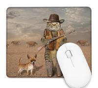 Tappetino Mouse Cat Cowboy And Dog 25X30Cm Soffice Tappetino Mouse Piccolo Lavabile Mousepad per Computer Ufficio