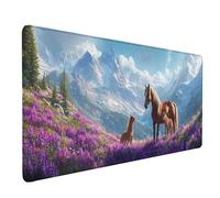 Tappetino Mouse Cavallo Tappetino Mouse XXL 800 x 400 mm, Mousepad Animale Sottomano Scrivania con Base in Gomma Antiscivolo, Impermeabile Tappeto Scrivania con Bordi Cuciti per PC, Laptop -lsy2603A7
