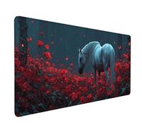Tappetino Mouse Cavallo Tappetino Mouse XXL 800x400x3mm, Mousepad Fiore Sottomano Scrivania con Base in Gomma Antiscivolo, Impermeabile Tappeto Scrivania con Bordi Cuciti per PC, Laptop -lsy26038L