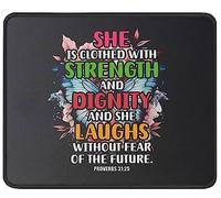 Tappetino Mouse Christianty She Is Clothed Proverbs 31 Tappetino Scrivania Multifunzione Mouse Pad Impermeabile Mousepad per Laptop Ufficio Computer 25X30CM