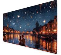 Tappetino Mouse Cielo Stellato Tappetino Mouse XXL 800x400 mm, Mousepad Città Sottomano Scrivania con Base in Gomma Antiscivolo, Impermeabile Tappeto Scrivania con Bordi Cuciti per Laptop -yym25099D