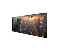 Tappetino Mouse Città 1000x400x3mm Tappetino Mouse XXL Mouse pad Gaming, con Bordi Cuciti Tappeto Scrivania, Base in Gomma Antiscivolo Mousepad, per PC, Laptop - Migliora la Precisione (Gatto) D1-342