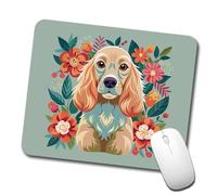 Tappetino Mouse, Cocker Spaniel Dog Flowers Base in Gomma Tampone per Mouse Antiscivolo Mousepad per Pc Tastiera Notebook 25X30cm