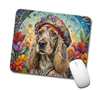 Tappetino Mouse, Cocker Spaniel Dog French Bohemian Bordi Cuciti Tappetini per Il Mouse Lavabile Tappetino da Gaming per Laptop Notebook Gamers 25X30cm