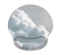 Tappetino Mouse con Poggiapolsi Ergonomico, Mouse Pad in Memory Foam con Base Antiscivolo per Ufficio, Supporto Morbido per Polso, Tappetino per Mouse Gaming, Bianco & Nuvola (226x251mm) WT#3207