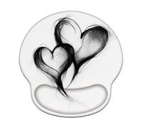 Tappetino Mouse con Poggiapolsi Ergonomico, Mouse Pad in Memory Foam con Base Antiscivolo per Ufficio, Supporto Morbido per Polso, Tappetino per Mouse Gaming, Amore & Bianco (226x251mm) WT#2729