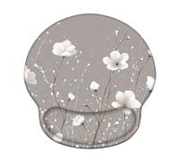 Tappetino Mouse con Poggiapolsi Ergonomico, Mouse Pad in Memory Foam con Base Antiscivolo per Ufficio, Supporto Morbido per Polso, Tappetino per Mouse Gaming, Fiore & Bianco (226x251mm) WT#2741