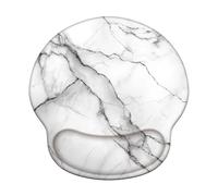 Tappetino Mouse con Poggiapolsi Ergonomico, Mouse Pad in Memory Foam con Base Antiscivolo per Ufficio, Supporto Morbido per Polso, Tappetino per Mouse Gaming, Bianco & Marmo (226x251mm) WT#2965