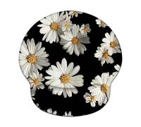 Tappetino Mouse con Poggiapolsi Ergonomico, Mouse Pad in Memory Foam con Base Antiscivolo, Supporto Morbido per Polso, Tappetino per Mouse Gaming, Margherita & Bianco (226x251mm) WT#1779