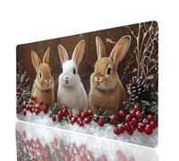 Tappetino Mouse Coniglio Tappetino Mouse xxl 100x50x0.3cm, Mousepad Inverno Cucire i Bordi Migliorare la Precisione e la Velocità, Mousepad per Scrivania Gaming Tastiera Wireless Pc Portatile JXL-2476