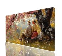Tappetino Mouse Coppia Tappetino Mouse xxl 100x50x0.3cm, Mousepad Fiore Cucire i Bordi Migliorare la Precisione e la Velocità, Mousepad per Scrivania Gaming Tastiera Wireless Pc Portatile JXL-0280