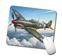 Tappetino Mouse Curtiss P-40 Warhawk WWII Us Fighter Bomber Plane Bordi Cuciti Tappetino per Mouse da Gioco Durevole Accessori Gaming per Computer Pc Gaming 10X12In