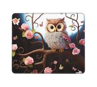 Tappetino Mouse Cute Owl Tree Flowers And Squirrel 25X30Cm Antiscivolo Mouse Pad Base in Gomma Tappetino per Ufficio Computer