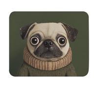Tappetino Mouse Cute Pug in A Sweater 25X30Cm Bordo Cucito Tappetini per Il Mouse Base in Gomma Mousemat per Pc Laptop