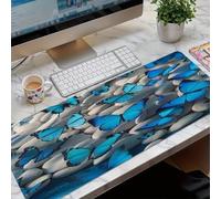 Tappetino Mouse da Gioco 600x400x3mm, Farfalla Blu Ciottoli Mouse Pad XXL ad Alta Precisione e Velocità, Base in Gomma Antiscivolo Ultra-Grip, Tappetino per Scrivania Tastiera e PC