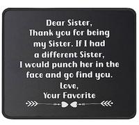 Tappetino Mouse Dear Sister Thank You Mouse Pad Impermeabile Tappetino Scrivania Durevole Mousepad per Casa Computer Ufficio 25X30CM