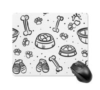 Tappetino Mouse Dog Paw And Bones Doodle Tappetino per Mouse Resistente agli Schizzi Mousepad Soft Mouse Pad per Essenziale per Ufficio Casa Computer L