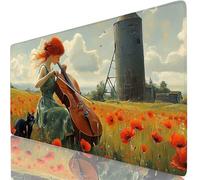 Tappetino Mouse Donna Tappetino Mouse XXL 70x30 cm Mouse Pad Violoncello Sottomano Scrivania Ufficio Grande, Mousepad Gaming Antiscivolo Impermeabile, Tappeto per Desktop, PC, Gamer, Regalo W6-193