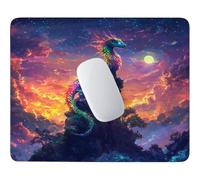 Tappetino Mouse Drago sotto il cielo stellato Impermeabile 29 x 24 cm w-572 | Base Gomma Morbida Antiscivolo, Tessuto Poliestere, Asciugatura Veloce, per Scrivanie Legno e Vetro, Viaggi Lavorativi
