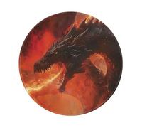 Tappetino Mouse Dragon Breathing Fire Dark Black Mousepad | 20Cm Mousepad Bordo Cucito Base In Gomma Tappetini Mouse Per Ufficio Gioco Laptop
