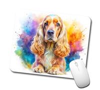 Tappetino Mouse, English Cocker Spaniel Dog Watercolor Bordi Cuciti Tappeto Mouse Multifunzionale Tappetino da Gaming per Laptop Gamers Ufficio 25X30cm