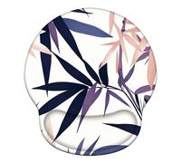 Tappetino Mouse Ergonomico con Poggiapolsi, Cuscino in Gel Schiuma a Memoria & Base Antiscivolo, Lavabile Tappetino per Mouse, per Ufficio, Gaming, PC, 251x226mm, Foglie Di Bambù Semplice X#839