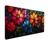 Tappetino Mouse Fiore Tappetino Mouse XXL 80 x 30 cm, Mousepad Giallo Sottomano Scrivania con Base in Gomma Antiscivolo, Impermeabile Tappeto Scrivania con Bordi Cuciti per PC, Laptop -lsy2603RS