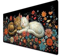 Tappetino Mouse Fiori Tappetino Mouse XXL 1500x800 mm, Mousepad Gatto Sottomano Scrivania con Base in Gomma Antiscivolo, Impermeabile Tappeto Scrivania con Bordi Cuciti per PC, Laptop -yym2509NK