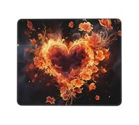 Tappetino Mouse Fire Flowers And Heart 25X30Cm Durevole Tappetino Mouse Piccolo Bordo Cucito Mousemat per Pc Laptop