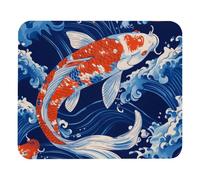 Tappetino Mouse Fish Koi Blue Wave Pattern Tappetini Superficie Antipolvere Mousepad Portatile Mouse Pad per Computer Pc E Laptop Essenziale per Ufficio M