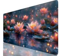 Tappetino Mouse Foglia di loto Tappetino Mouse XXL 700x300x3mm Mousepad Blu Sottomano Scrivania Ufficio Accessori Gaming, Tappeto Scrivania Antiscivolo, Migliora Precisione e Velocità, Regalo Y8-506
