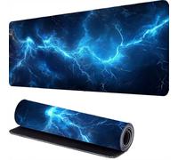 Tappetino Mouse Gaming 1000 x 400 x 3mm blu Tappetino Scrivania Grande, Il fulmine Mousepad XXL, Base in Gomma Antiscivolo, Scorrevolezza Stabile, Migliora Velocità e Precisione, Lavabile r-327