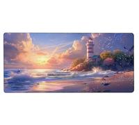 Tappetino Mouse Gaming 1000x500x3mm Tappetino Gaming Spiaggia, Mousepad XXL Faro Migliora Precisione e Velocità, Mouse Pad Antiscivolo Impermeabile Tastiera Accessori per Regalo Pad PC, Regalo S-TG36