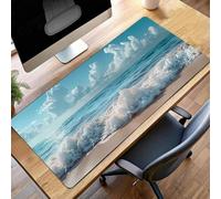 Tappetino Mouse Gaming, 100x40 cm Tappetino Mouse Blu, Impermeabile e Antiscivolo Mause Pad, Bordo Cucito Tappeto per Mause con Liscio Superficie, Oceano Mousepad per Ufficio PjY10480 T-G