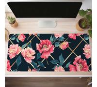 Tappetino Mouse Gaming, 100x50 cm Tappetino Mouse Rosa, Impermeabile e Antiscivolo Mause Pad, Bordo Cucito Tppetino per Mause con Liscio Superficie, Fiore Mausepad per Ufficio Scrivania PjY10956 B-O
