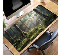 Tappetino Mouse Gaming, 1200x600x3mm Tappetino Mouse Foresta, Impermeabile e Antiscivolo Mause Pad, Bordo Cucito Tappeto per Mause con Liscio Superficie, Verde Mousepad per Ufficio PjY13664 K-2