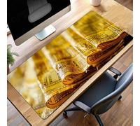 Tappetino Mouse Gaming, 1400x600x3mm Tappetino Mouse Giornale, Impermeabile e Antiscivolo Mause Pad, Bordo Cucito Tappeto per Mause con Liscio Superficie, Giallo Mousepad per Ufficio PjY858 F-6