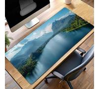 Tappetino Mouse Gaming, 140x60 cm Tappetino Mouse Blu, Impermeabile e Antiscivolo Mause Pad, Bordo Cucito Tappeto per Mause con Liscio Superficie, Paesaggio Mousepad per Ufficio PjY9998 N-K