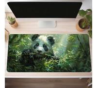 Tappetino Mouse Gaming, 160 x 80cm Tappetino Mouse Panda, Impermeabile e Antiscivolo Mause Pad, Bordo Cucito Tppetino per Mause con Liscio Superficie, Nero Mausepad per Ufficio Scrivania PjY6050 N-K