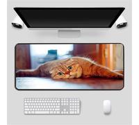 Tappetino Mouse Gaming 400x900x3mm,Simpatico animale gatto XXL Gaming Tappetino Mouse Pad,Computer Scrivania Office Mat Tappetino Antiscivolo Sottomano da Scrivania Per Mouse e Tastiera