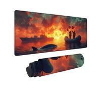 Tappetino Mouse Gaming 600 x300 x 3mm Mouse Pad Rosso Guerra In Mare, Tappetino Gaming con Base in Gomma Antiscivolo, Ufficio Accessori Impermeabile Resistente per Lavoro, Ufficio, Regalo Uomo -TL273Z