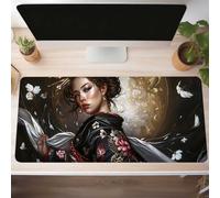 Tappetino Mouse Gaming, 600x300x3mm Tappetino Mouse Donna, Impermeabile e Antiscivolo Mause Pad, Bordo Cucito Tppetino per Mause con Liscio Superficie, Nero Mausepad per Ufficio Scrivania PjY10940 I-A