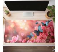 Tappetino Mouse Gaming, 80 x 40cm Tappetino Mouse Rosa, Impermeabile e Antiscivolo Mause Pad, Bordo Cucito Tppetino per Mause con Liscio Superficie, Fiore Mausepad per Ufficio Scrivania PjY12912 H-X